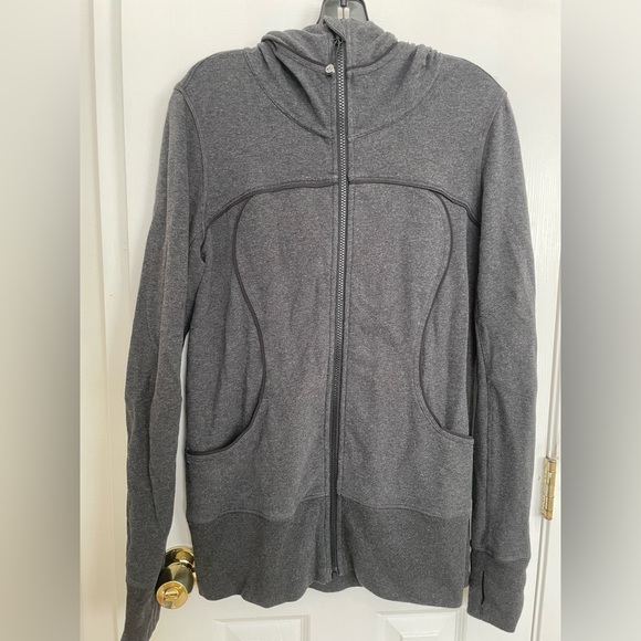 lululemon athletica Tops - Lululemon cotton and spandex full zip hoodie in gray size 10